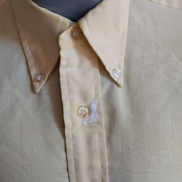Vintage Arrow Cum Laude Decron Oxford Yellow Short Sleeve Shirt 14.5 Small Trash - Picture 4 of 10